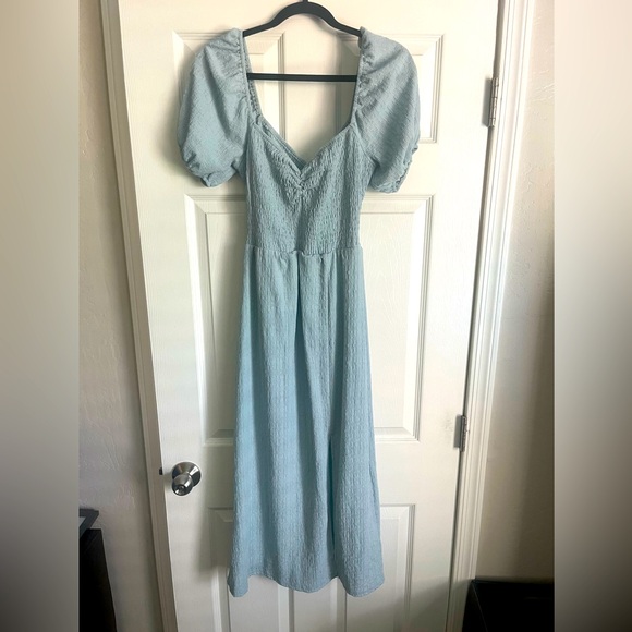 Endless Blu Dresses & Skirts - Blue Puff Sleeve Maxi Sundress